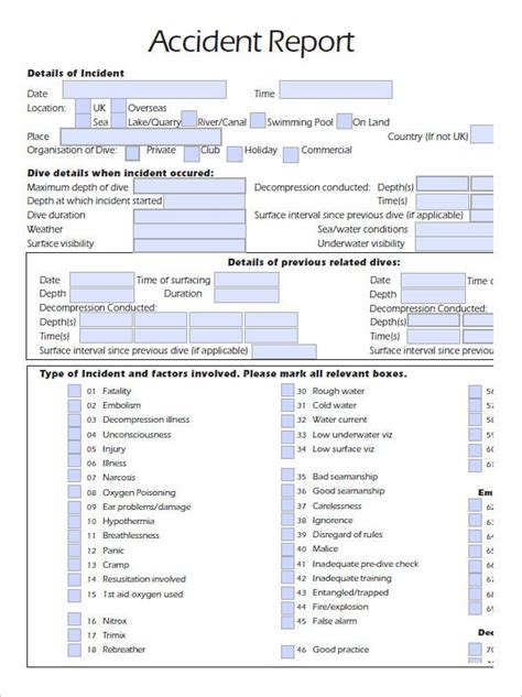 vehicle accident report form template free